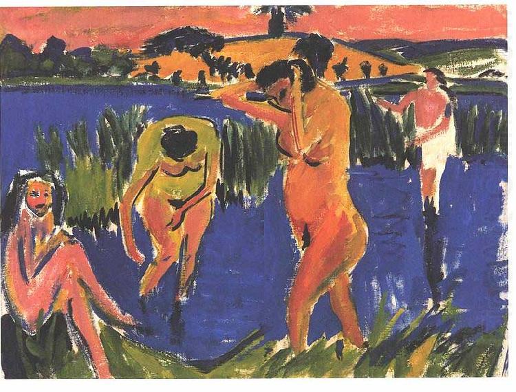 Ernst Ludwig Kirchner Four bathers oil painting picture